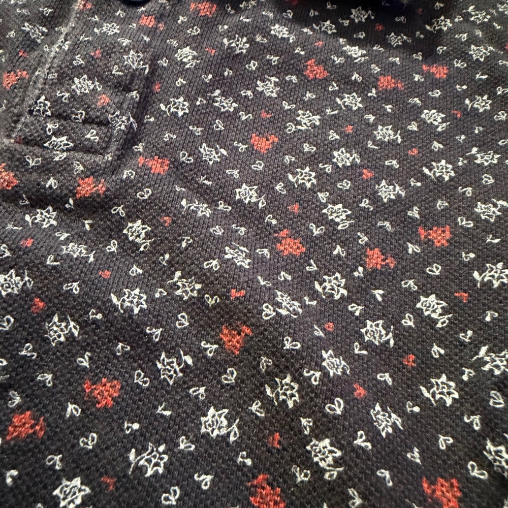 Ben Sherman Polo Shirt Mens Small Navy Blue Micro Floral Print Pique Cotton Mod - Picture 3 of 6